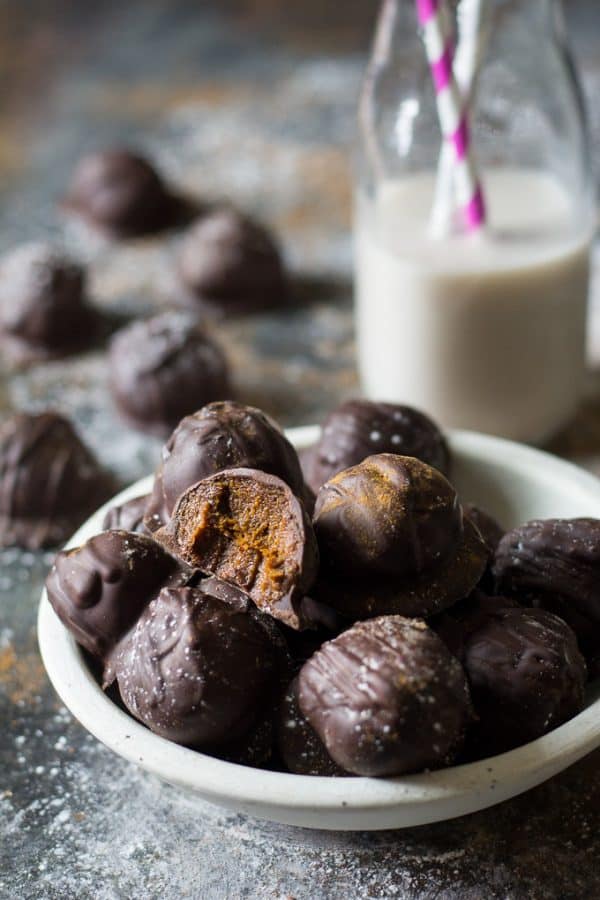 Pumpkin Chocolate Chip Cookie Dough Truffles Paleo Vegan