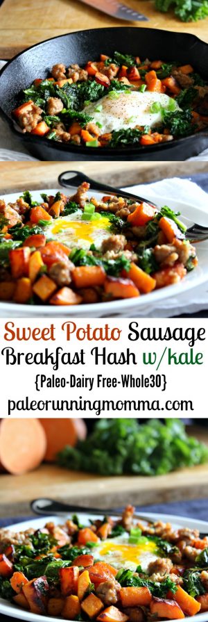 Sweet Potato Sausage Breakfast Hash with Kale {Paleo}