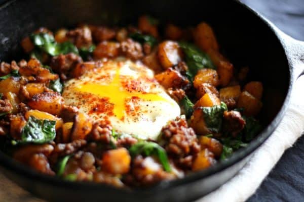 Sweet Plantain Apple Bacon Breakfast Hash {Paleo & Whole30}