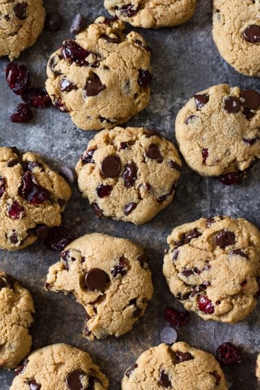 Paleo Soft and Chewy Chocolate Chip Cranberry Cookies