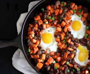 Roasted Carrot Hash with Ground Beef and Bacon {Paleo}