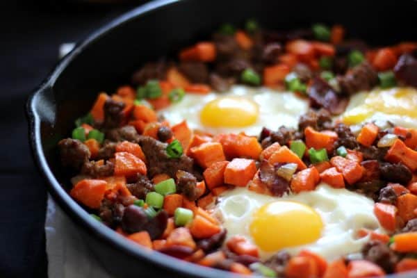 Roasted Carrot Hash with Ground Beef and Bacon {Paleo}