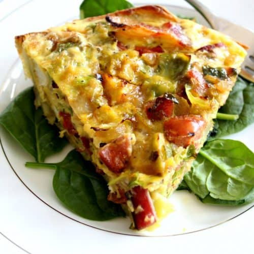 Brussels, Sausage Bacon Quiche with Sweet Potato Crust