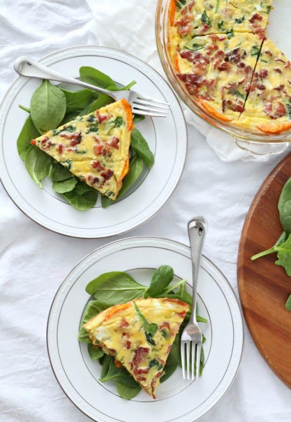 Spinach Bacon Quiche with Caramelized Onions & Butternut Crust {Paleo}