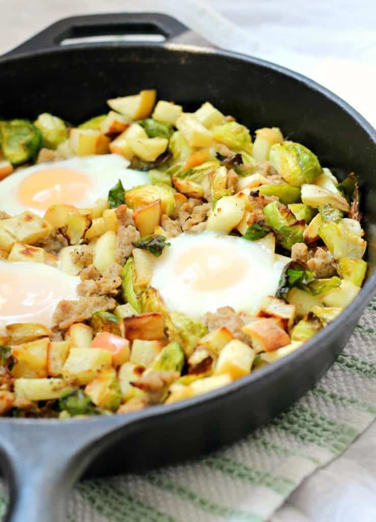 Sweet Potato Hash w/ Brussels Sprouts, Apples & Turkey {Whole30}