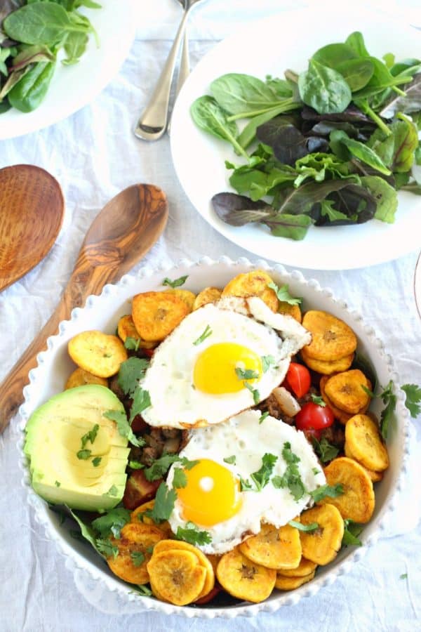 Breakfast Taco Salad with Easy Plantain Chips {Paleo & Whole30}