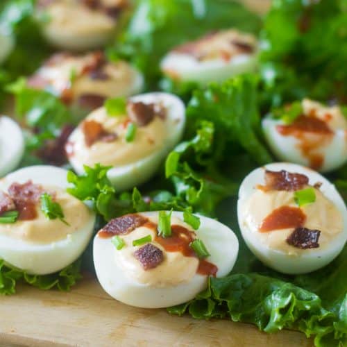 Spicy Deviled Eggs with Sriracha Mayo {Paleo}