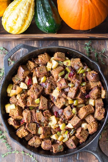 Paleo Thanksgiving Stuffing with Pumpkin Bread, Apples & Cranberries