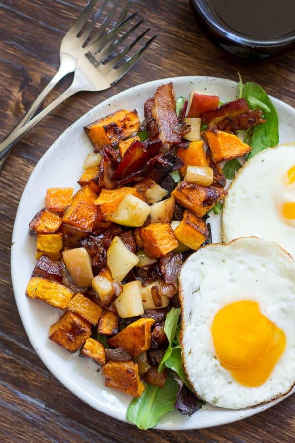 Roasted Butternut Squash Hash with Apples & Bacon {Paleo & Whole30}