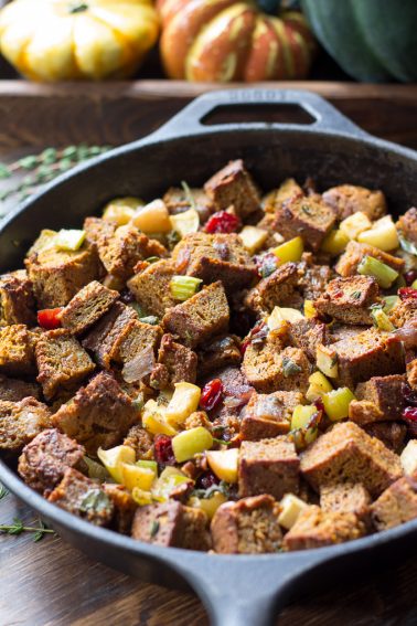 Paleo Thanksgiving Stuffing with Pumpkin Bread, Apples & Cranberries