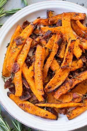 Rosemary Bacon Butternut Squash Fries {Paleo & Whole30}