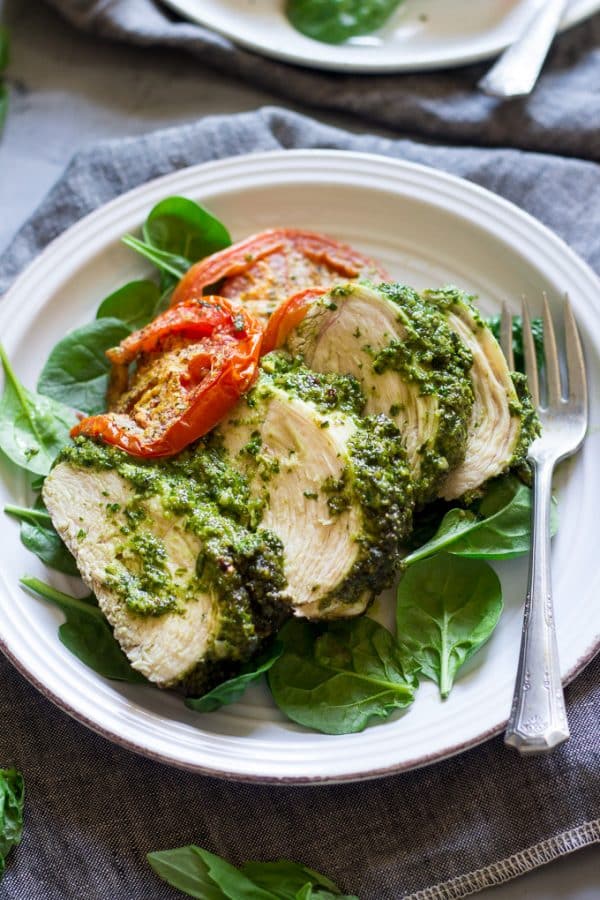 Easy Paleo Pesto Baked Chicken {Whole30} - The Paleo Running Momma