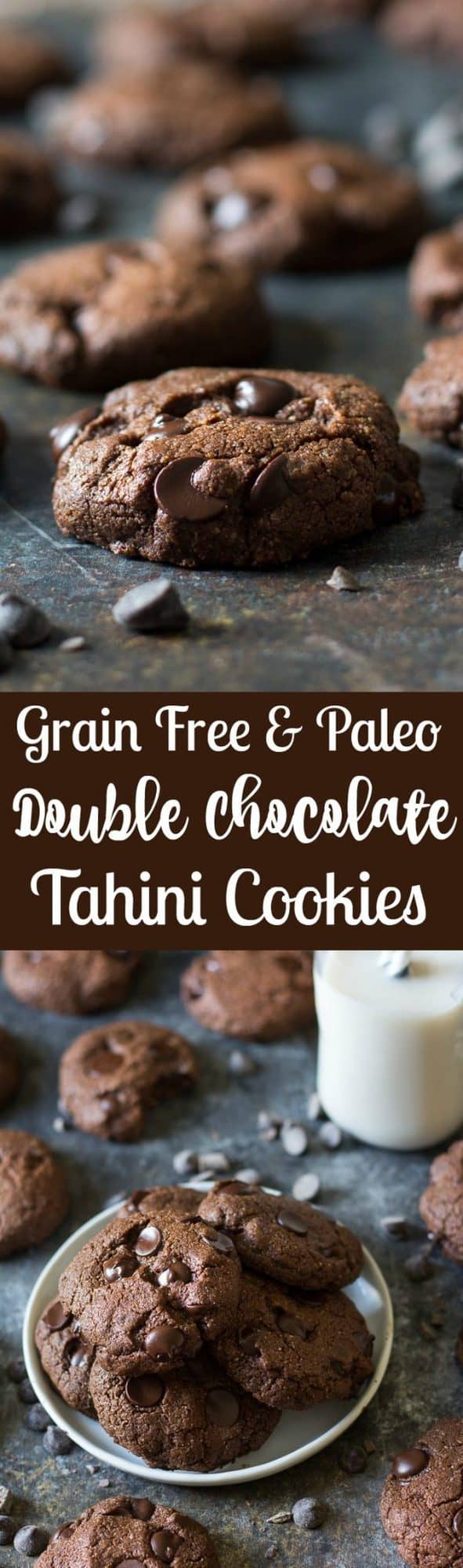 Paleo Chewy Double Chocolate Tahini Cookies {Gluten Free & Dairy Free}