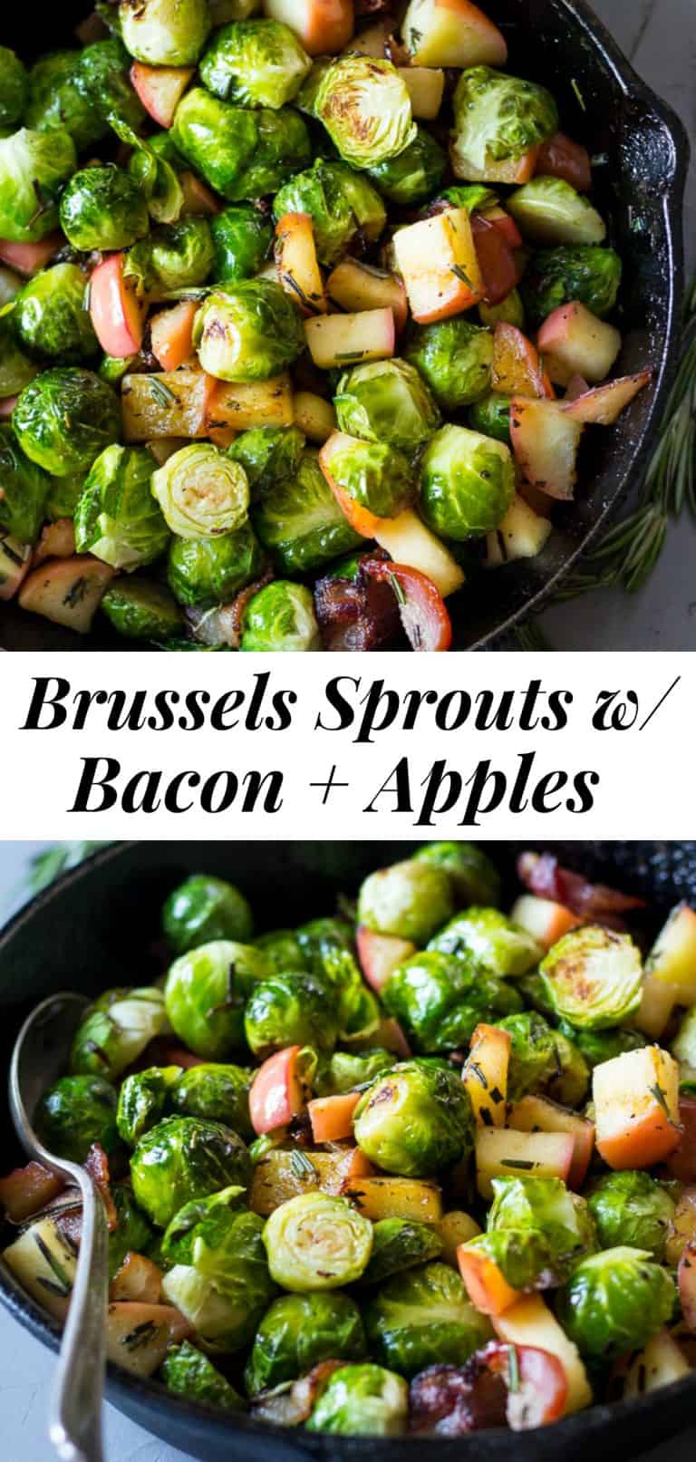 Paleo Roasted Brussels Sprouts with Bacon & Apples {Whole30}