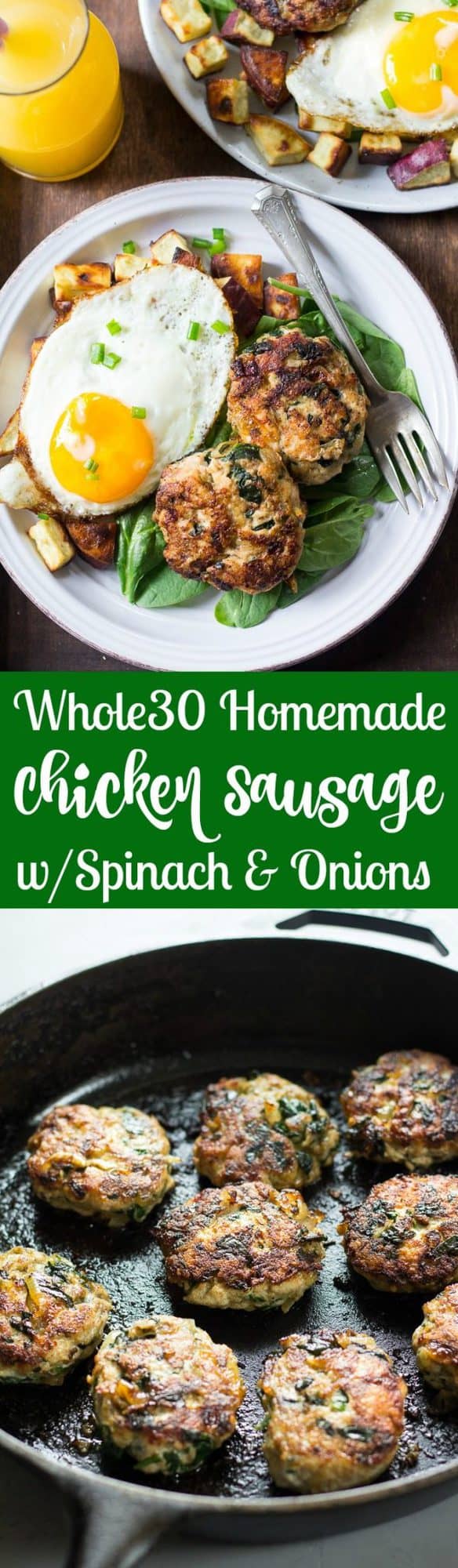 Chicken Sausage with Spinach and Onions