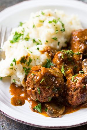 Salisbury Steak Meatballs {Paleo & Whole30} - The Paleo Running Momma