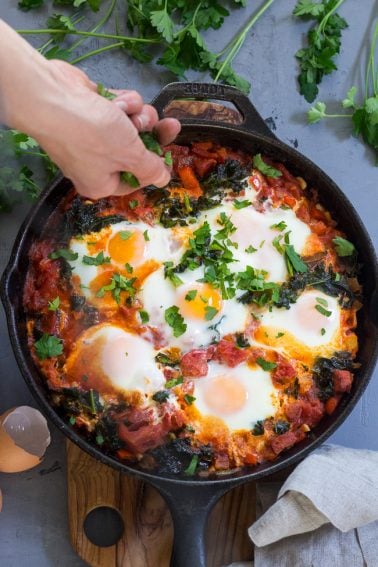 Shakshuka with Kale and Sausage {Paleo & Whole30} - The Paleo Running Momma