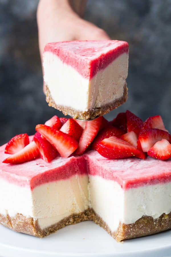 No-Bake Lemon Strawberry Paleo & Vegan Cheesecake {GF, DF} - The Paleo ...