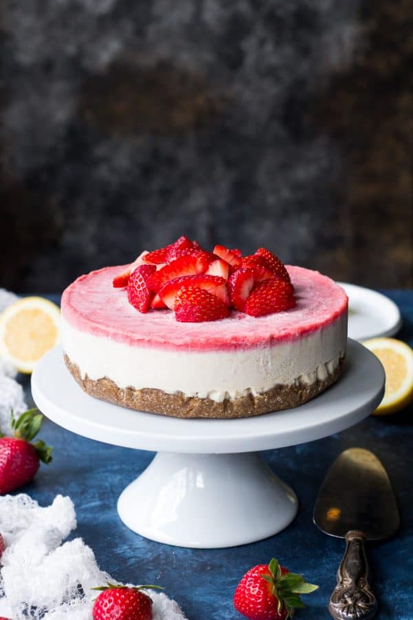 No-bake Lemon Strawberry Paleo & Vegan Cheesecake {gf, Df} - The Paleo 