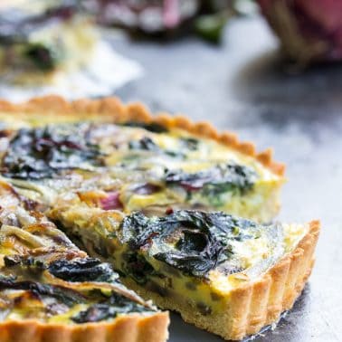 Savory Tart with Caramelized Onions Mushrooms & Chard {Paleo}