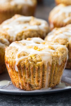 Pineapple Banana Muffins with Coconut Drizzle {Paleo, GF, DF}