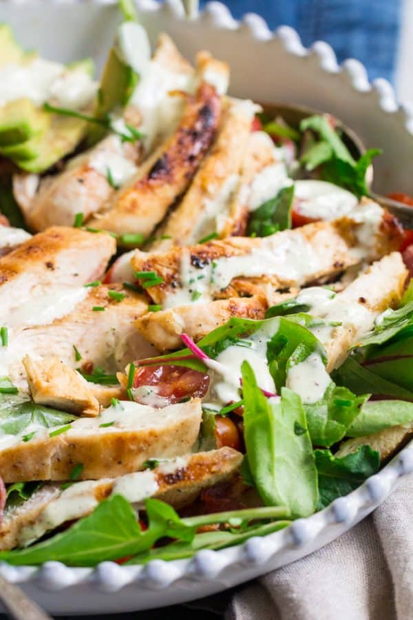 Grilled chicken BLT Salad with Peppercorn Ranch {Paleo & Whole30}