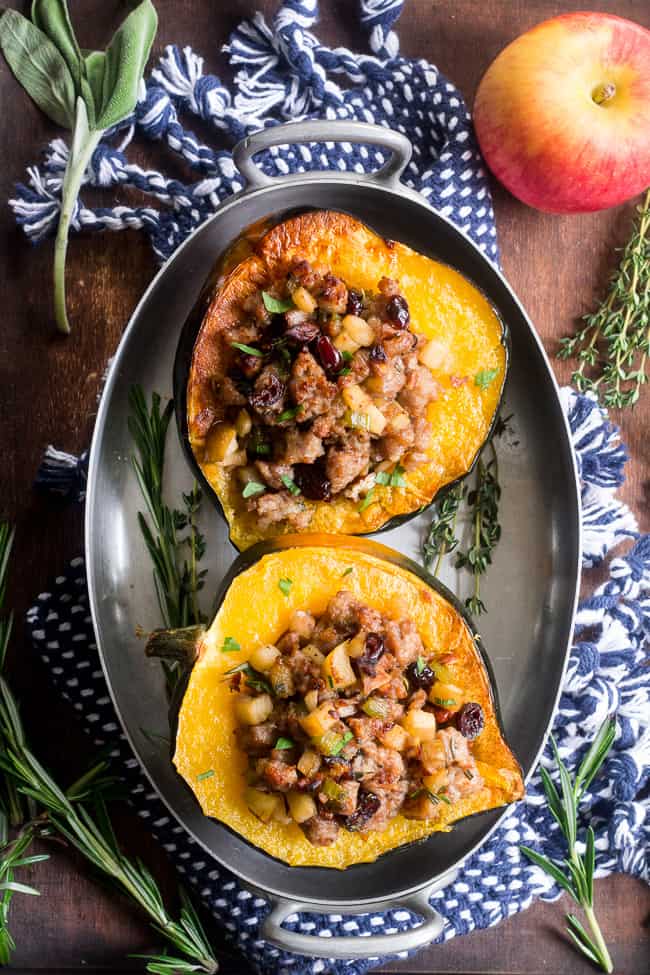Stuffed Acorn Squash with Sausage, Apples and Cranberries {Paleo ...