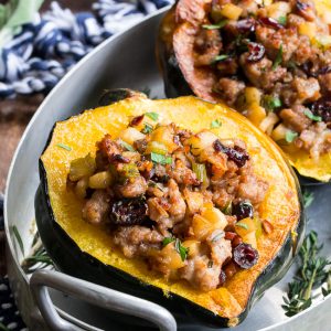 Stuffed Acorn Squash with Sausage, Apples and Cranberries {Paleo ...