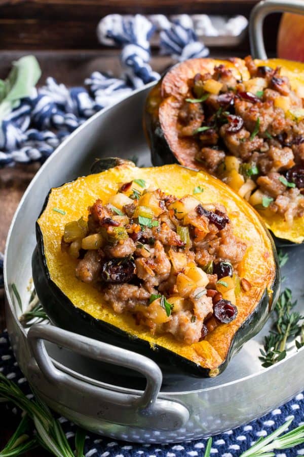 Stuffed Acorn Squash with Sausage, Apples and Cranberries {Paleo ...