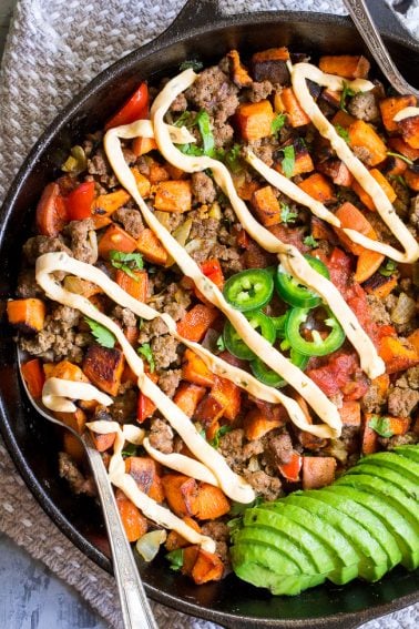 Loaded Taco Sweet Potato Skillet {Paleo, Whole30} - The Paleo Running Momma