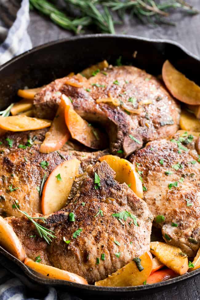 One Skillet Pork Chops With Apples Paleo Whole30 The Paleo Running 