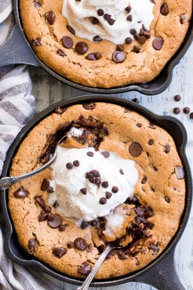 Paleo Chocolate Chip Skillet Cookie with Coconut Flour