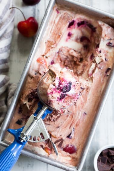 Paleo + Vegan Cherry Fudge Swirl Ice Cream - The Paleo Running Momma