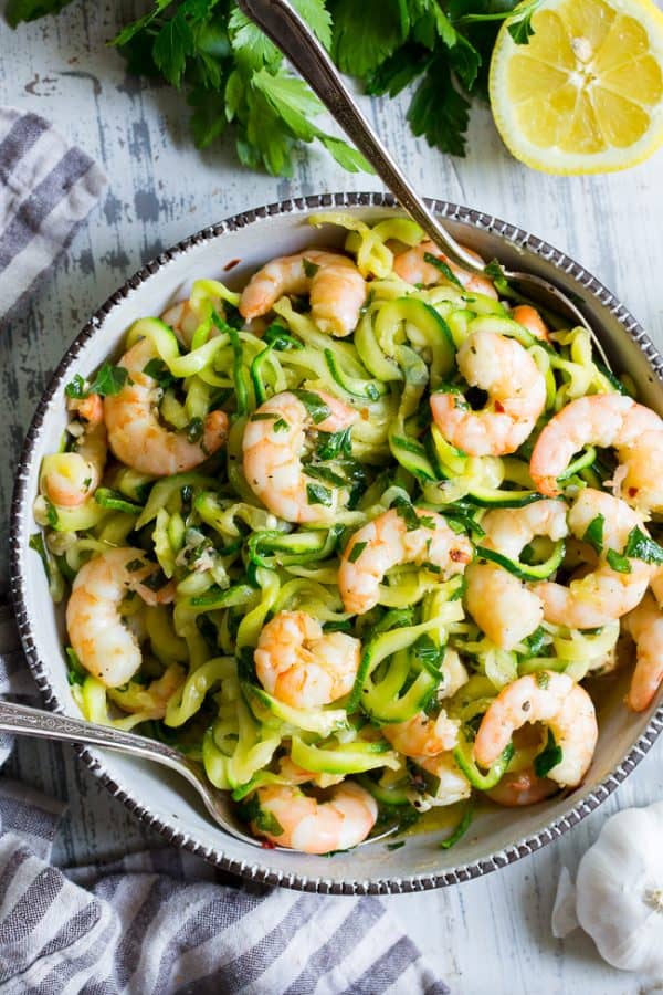 Paleo Shrimp Scampi with Zucchini Noodles {Whole30, Keto}