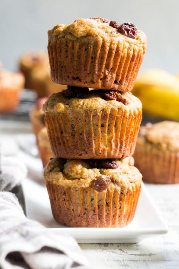 Cinnamon Raisin Banana Muffins {Paleo, No Added Sugar}