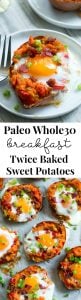 Breakfast Twice Baked Sweet Potatoes {Paleo, Whole30}