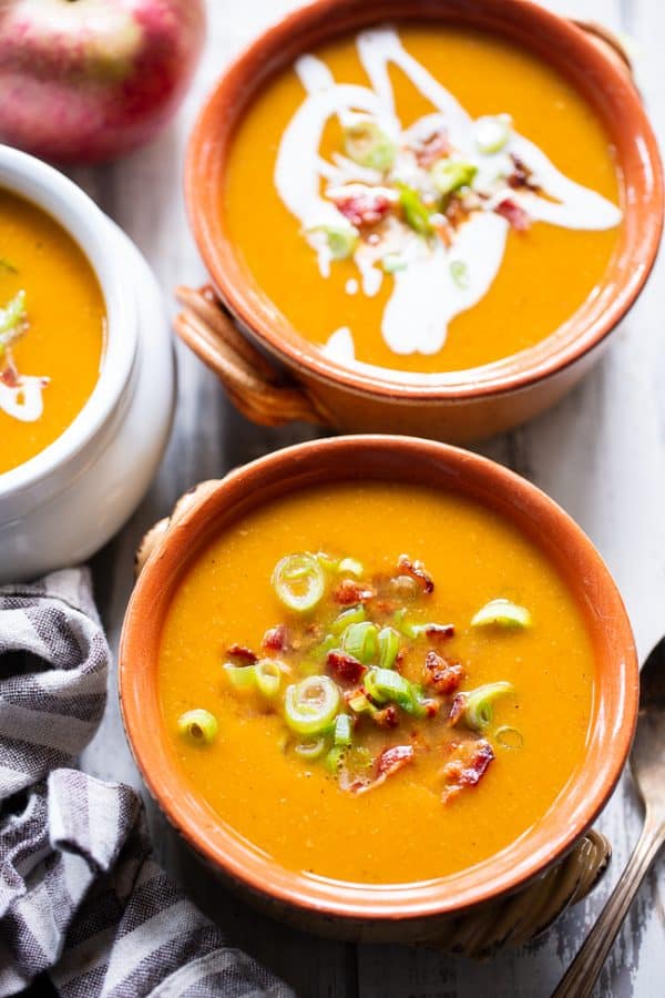 Butternut Squash Soup with Bacon + Apples {Instant Pot, Whole30}