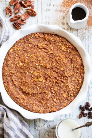 Maple Pumpkin Oatmeal Bake {Paleo, Vegan, GF}