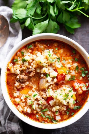 Stuffed Pepper Soup in the Instant Pot {Whole30, Keto}