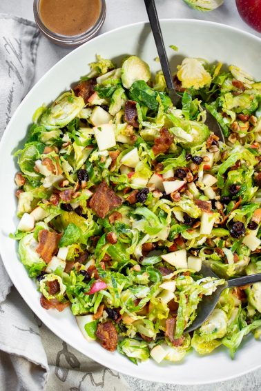 Brussels Sprouts Salad with Bacon & Apple Vinaigrette {Whole30}