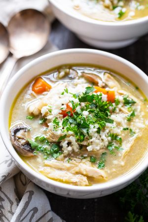 Instant Pot Chicken Rice Soup {Paleo, Whole30}