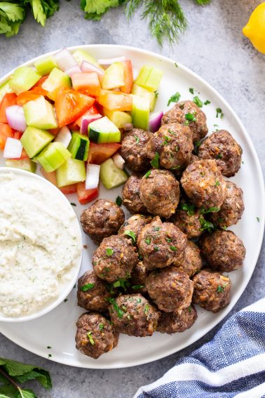 Paleo Greek Meatballs with Tzatziki Sauce {Whole30, Keto}