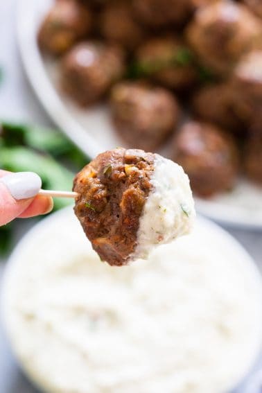 Paleo Greek Meatballs with Tzatziki Sauce {Whole30, Keto}