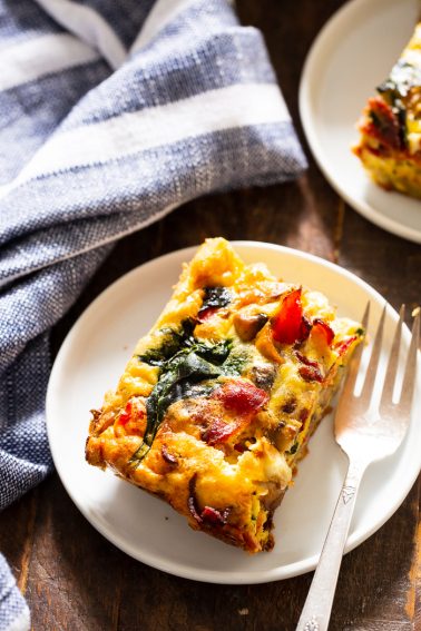 Loaded Breakfast Casserole with Hash Brown Crust {Paleo, Whole30}