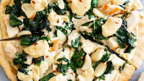 Roasted Garlic Spinach Chicken White Pizza Paleo Gf Df