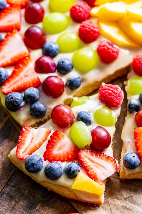 Paleo Fruit Pizza with "Cream Cheese" Frosting