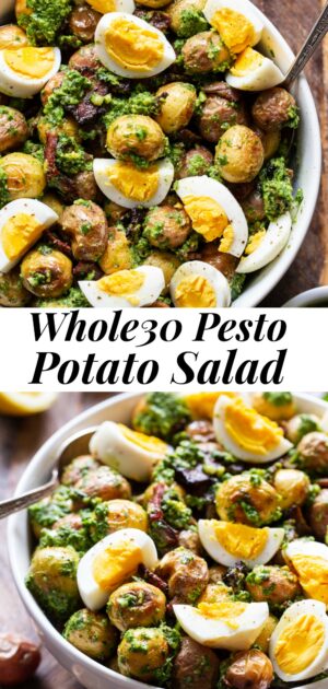 Pesto Roasted Potato Salad with Bacon {Whole30, Paleo}