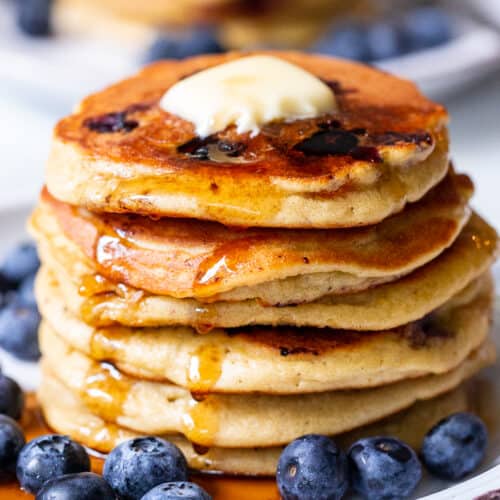 Fluffy Buttermilk Blueberry Pancakes {Paleo, Nut Free}