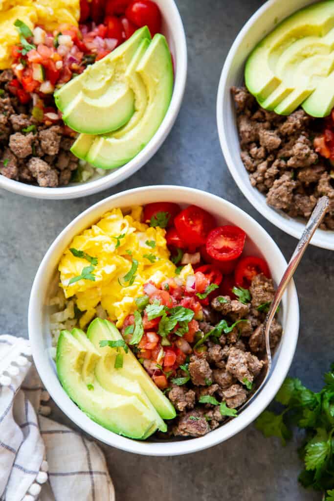 Loaded Breakfast Taco Bowls {Paleo, Whole30, Keto}