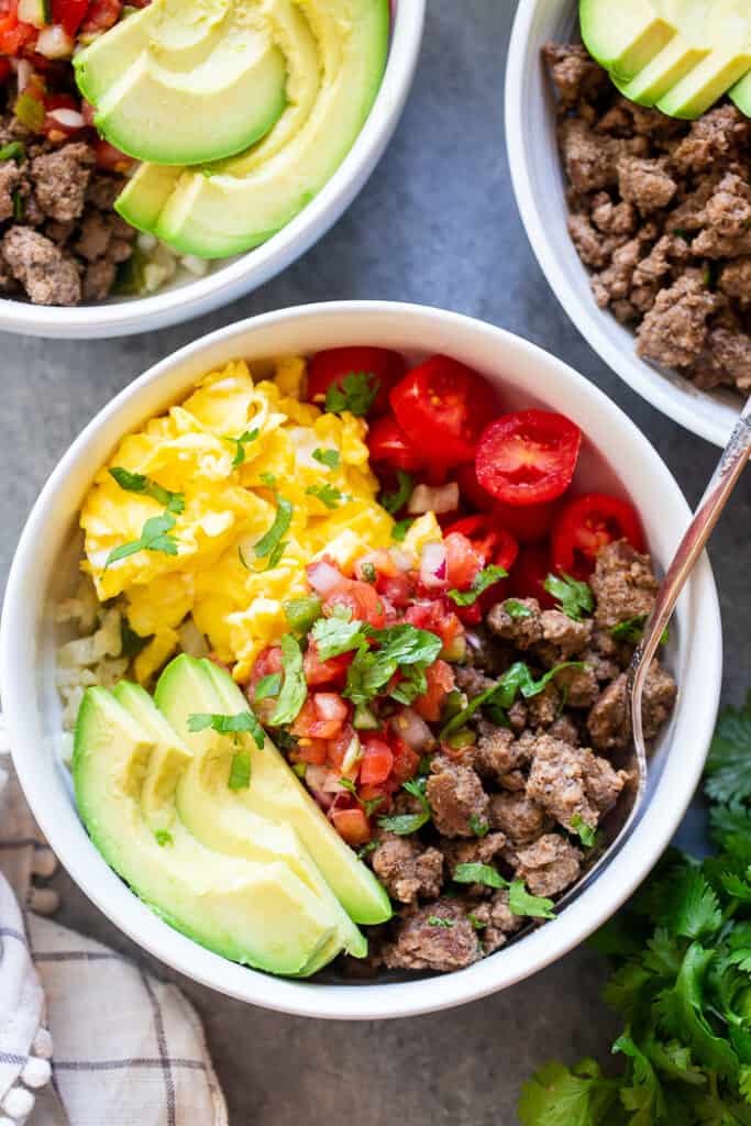 Loaded Breakfast Taco Bowls {Paleo, Whole30, Keto}